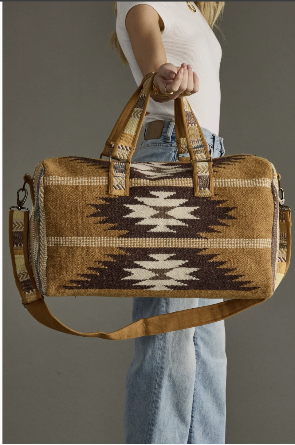 Tan, Brown & Cream Western Duffel