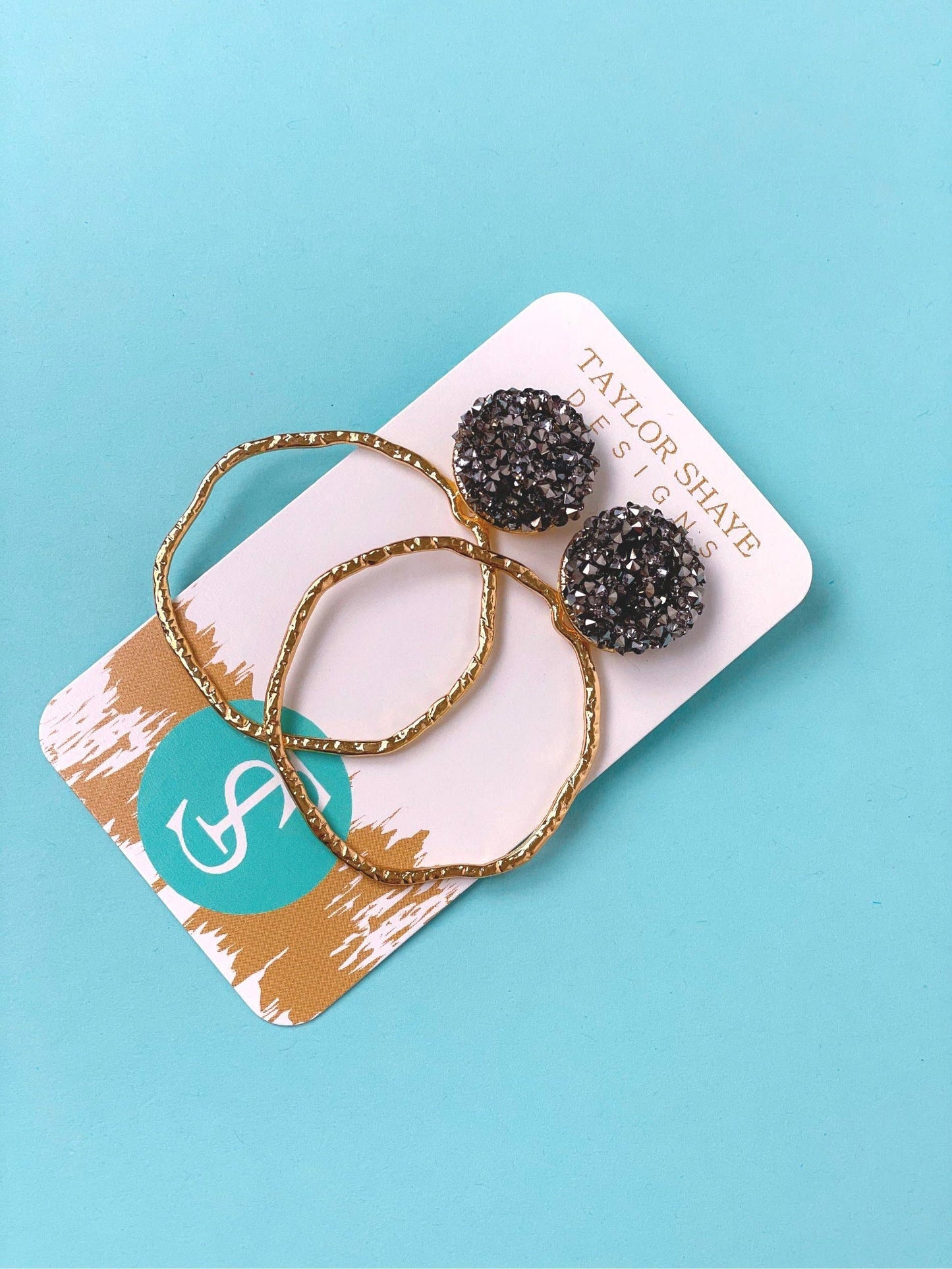 Glitter Top Hoops Earrings