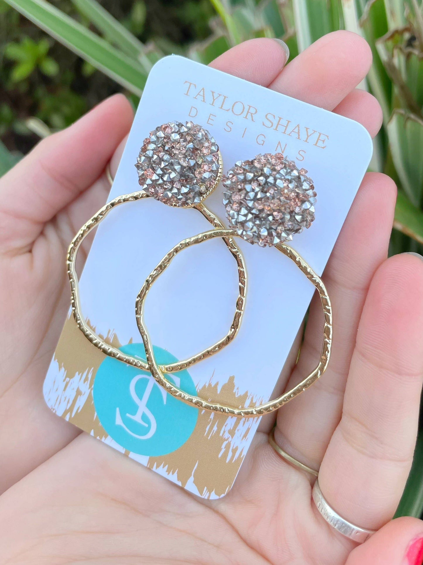 Glitter Top Hoops Earrings