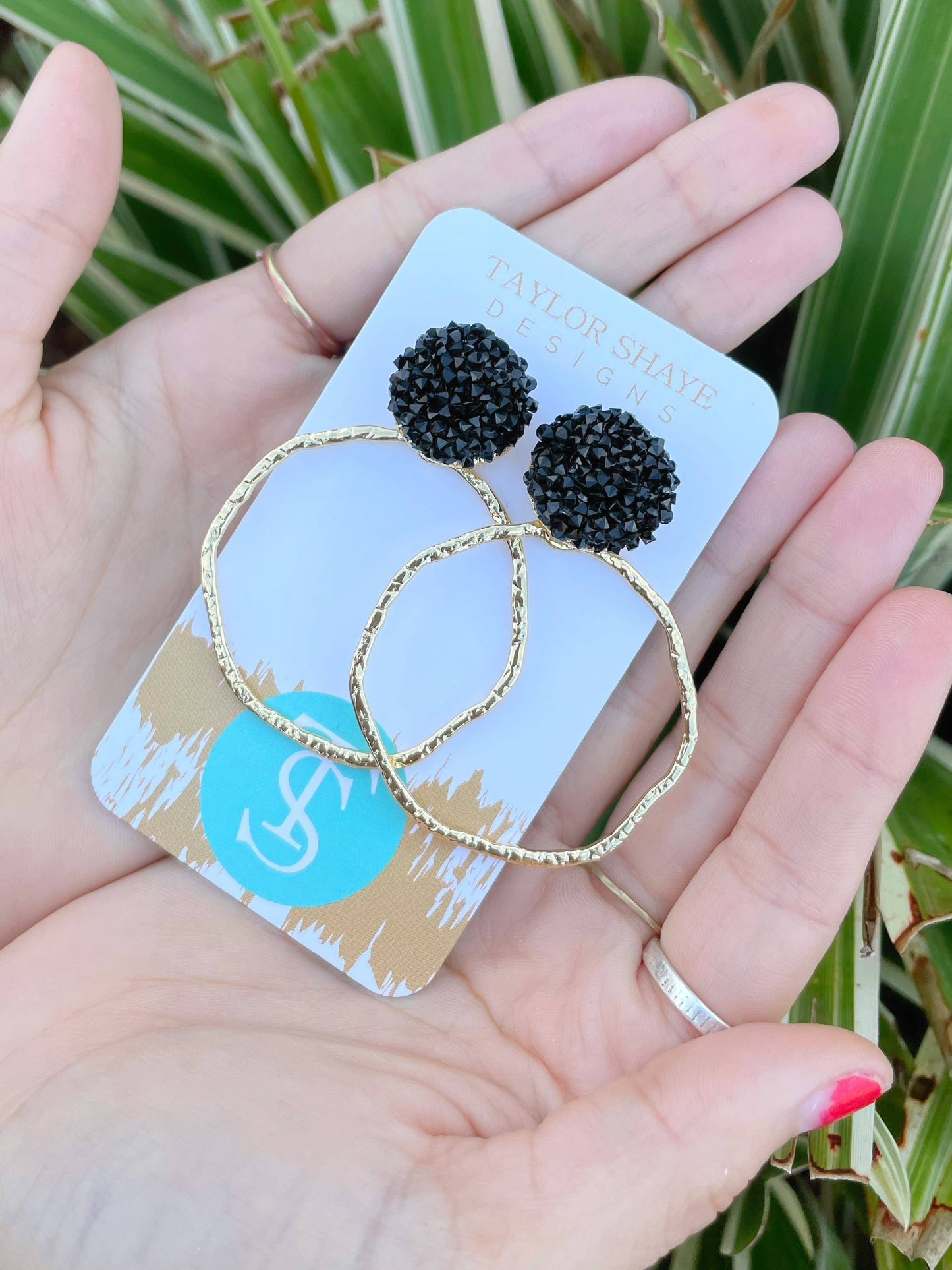 Glitter Top Hoops Earrings
