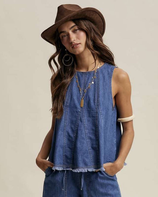 A-Line Sleeveless Raw Hem Tank