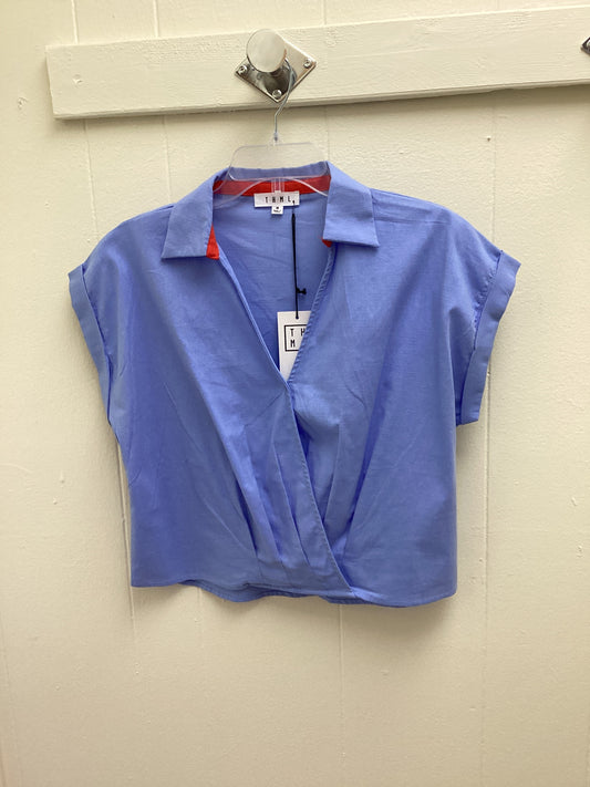 Blue Short Sleeve V-Neck Shirt