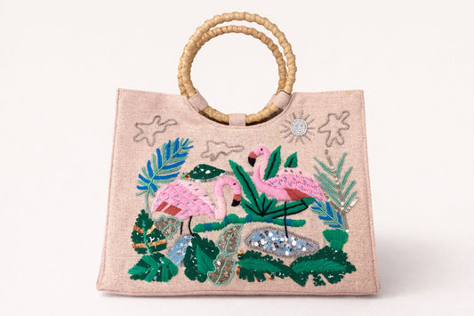 A&B Tropical Pink Flamingo Tote Bag
