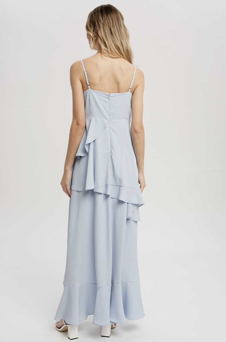 Asymmetrical Ruffle Hem Maxi Dress