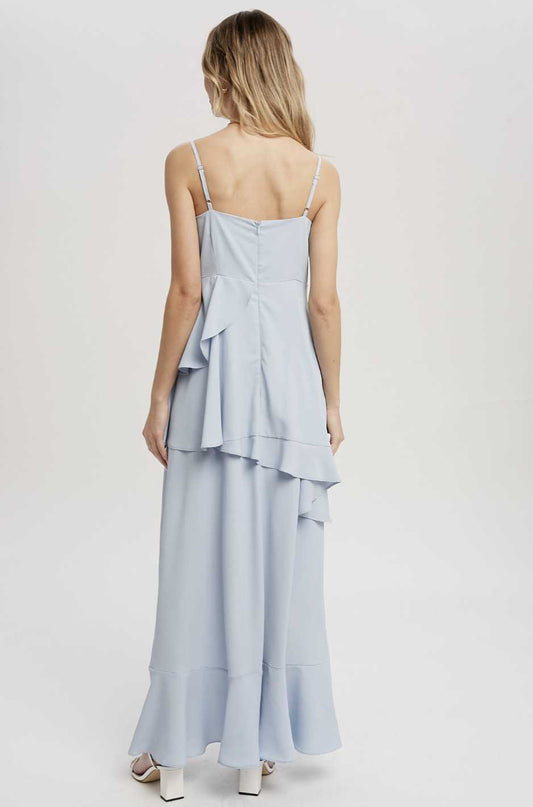 Asymmetrical Ruffle Hem Maxi Dress