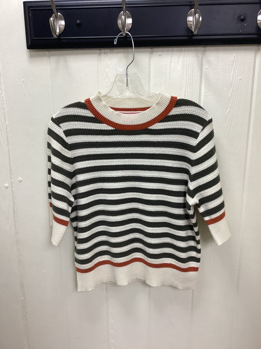Short Sleeve Striped Knit Top Green
