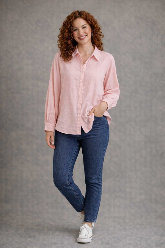 Balloon Sleeve Linen Shirt