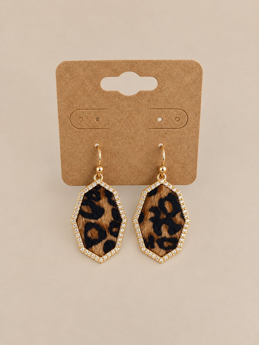 Boho Leopard Print Octagon Earrings