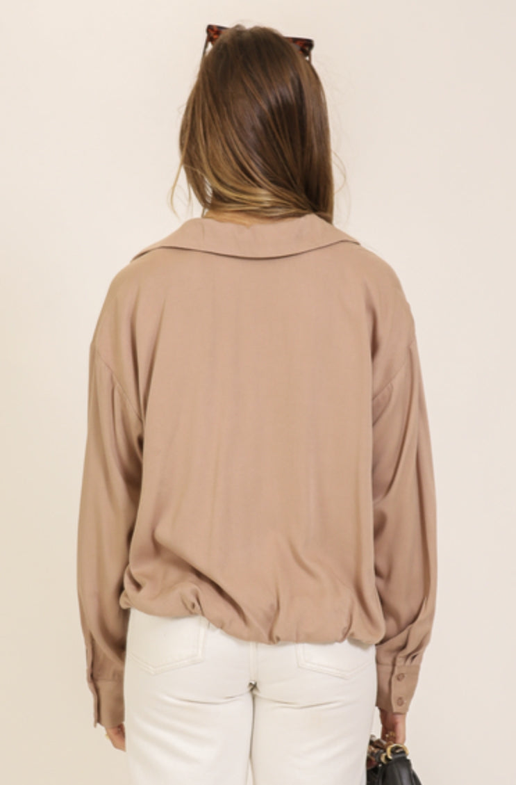 Bubble Hem Collar Shirt