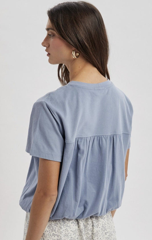 Bubble Hem Knit Short Sleeve Top