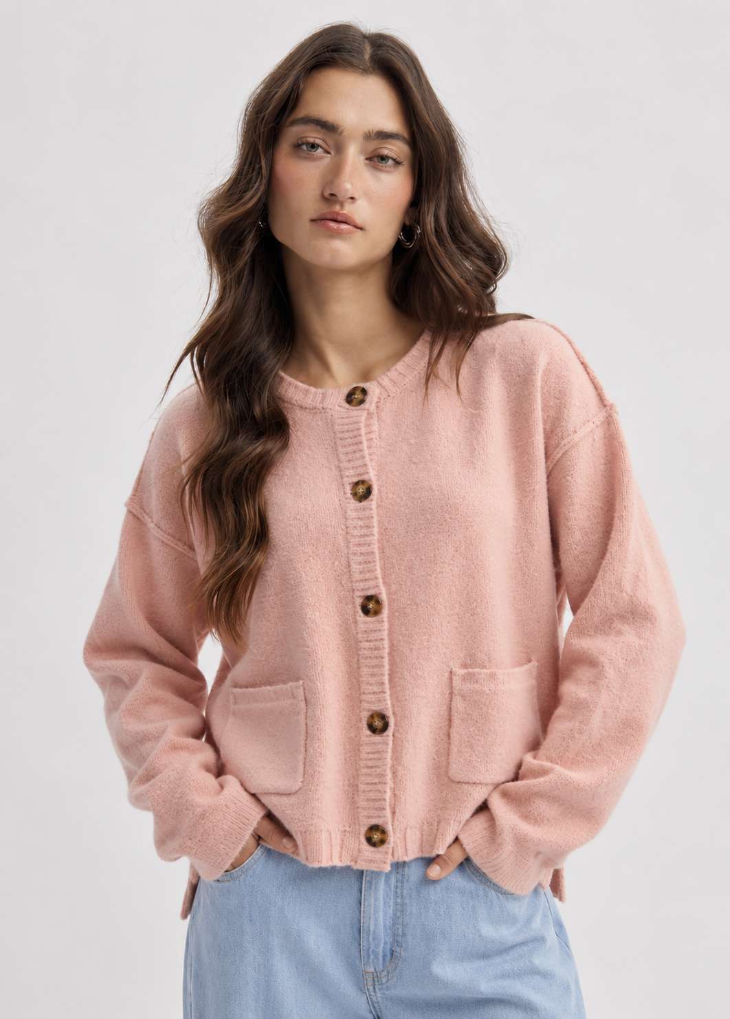 Button-Up Cardigan Sweater with Pockets