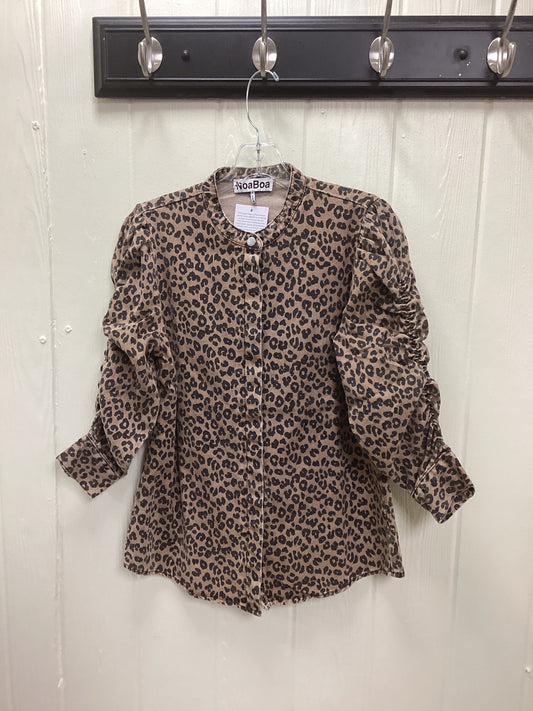 Shirring Detail Washed Leopard Print