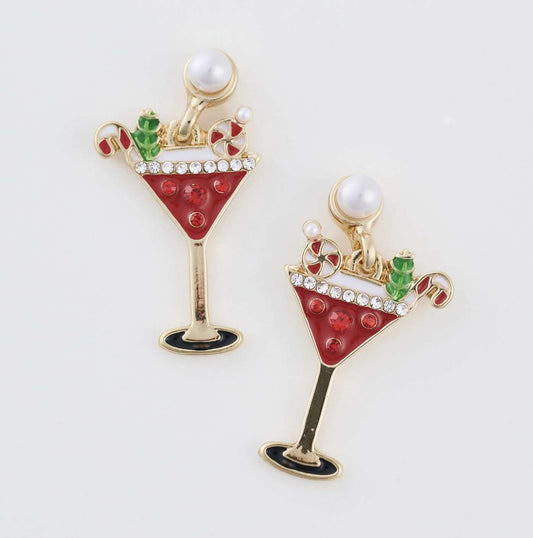 Christmas Cocktail Stud Earrings