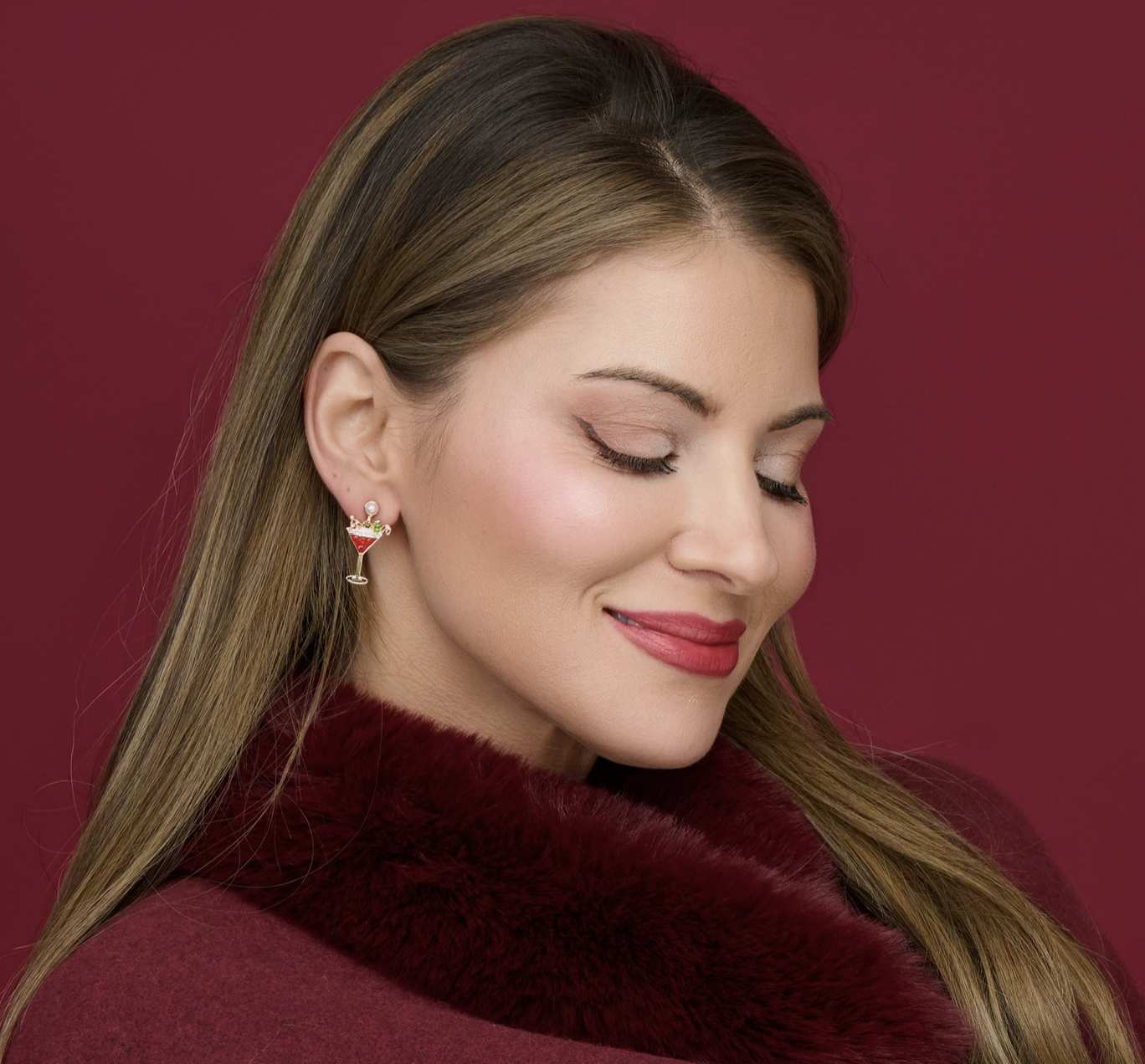Christmas Cocktail Stud Earrings