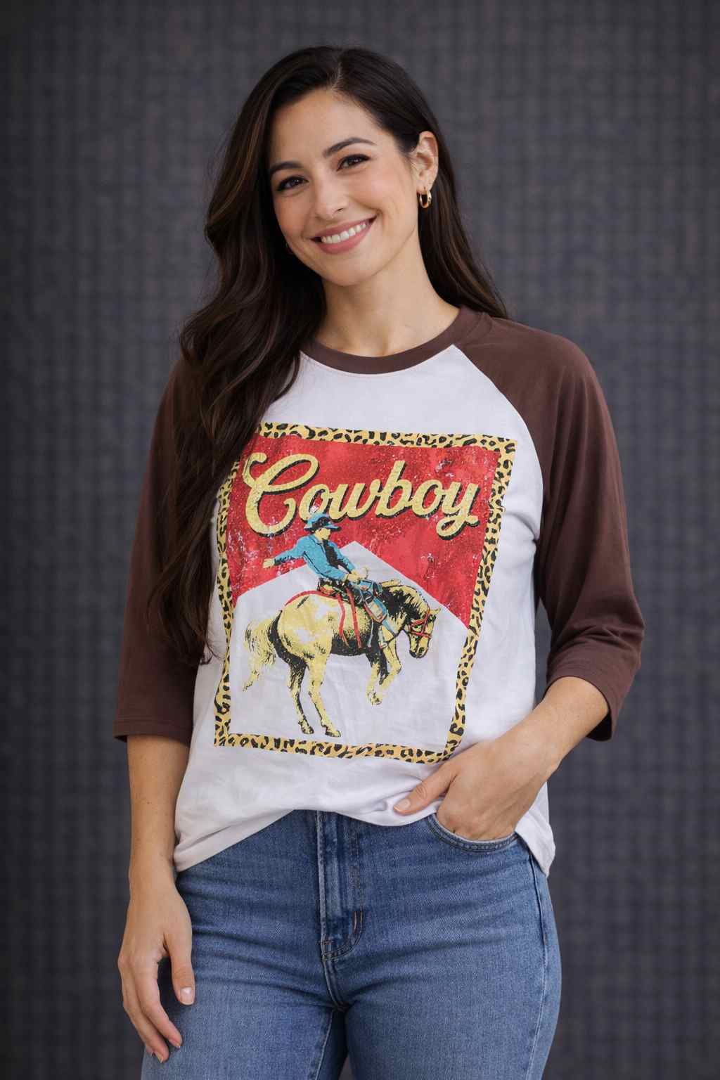 Cowboy Western Vintage 3/4 Sleeve T-Shirt