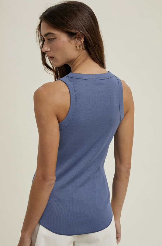 Crew Neck Ribbed Knit Tank Top