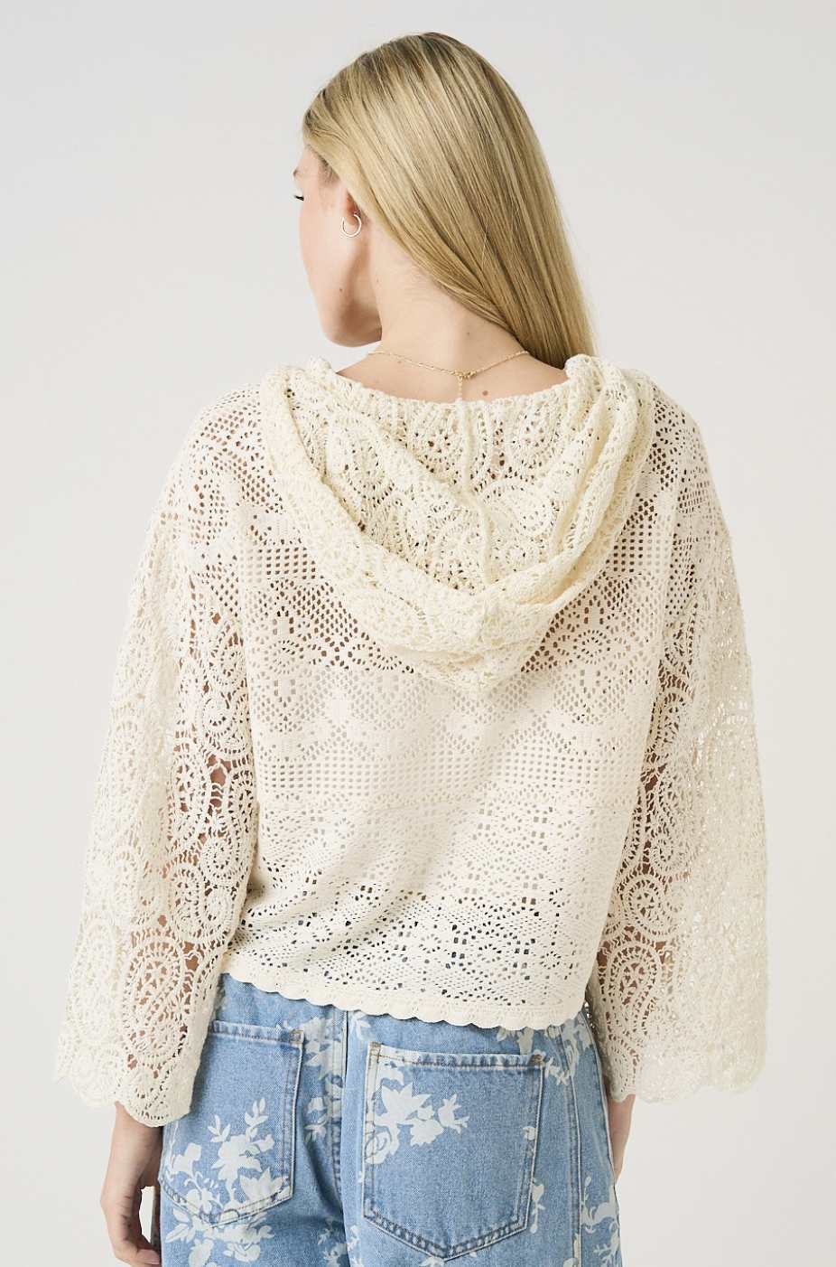 Crochet Lace Boho Hooded Top