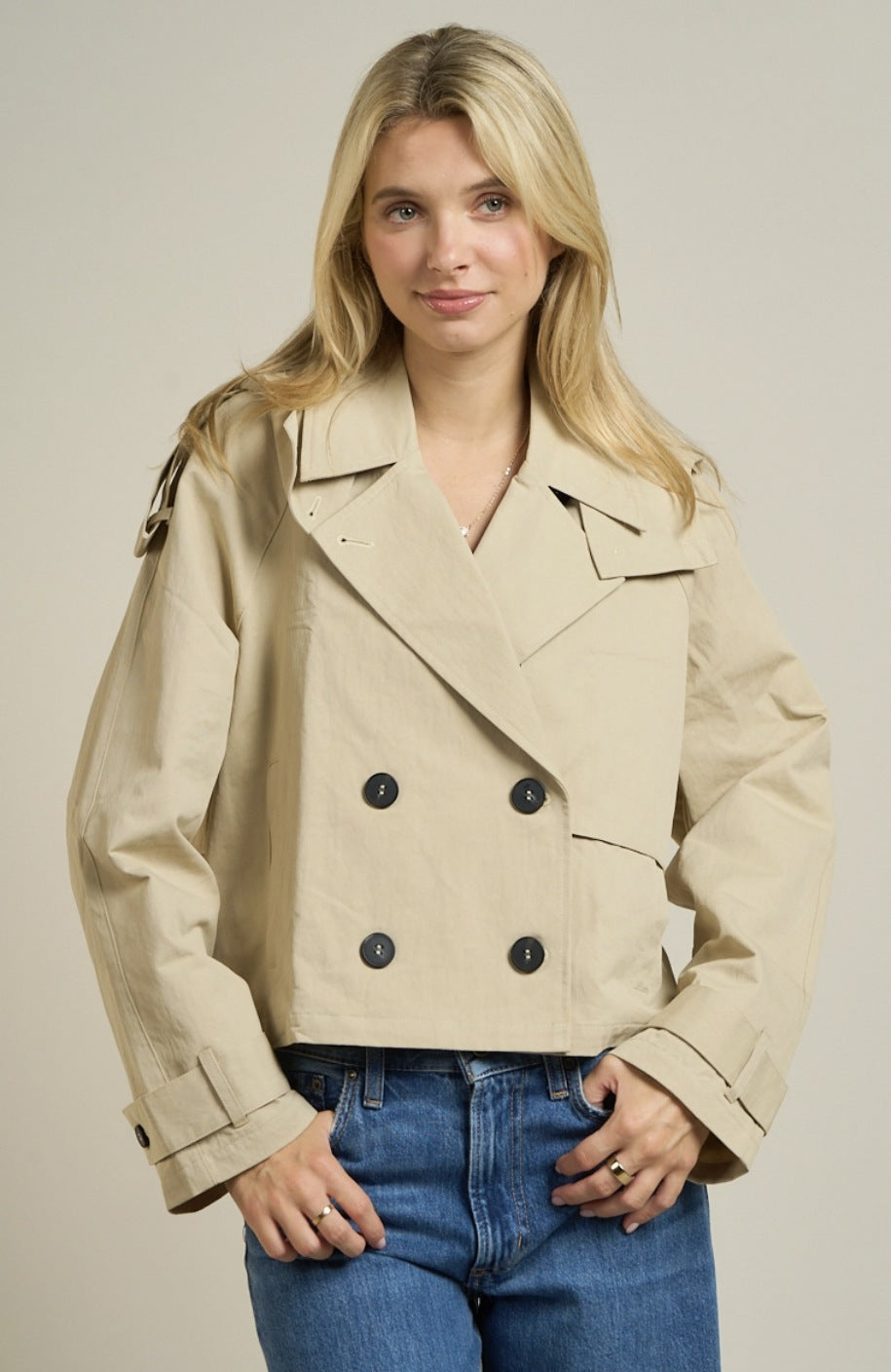 Crop Double Breasted Trench Coat