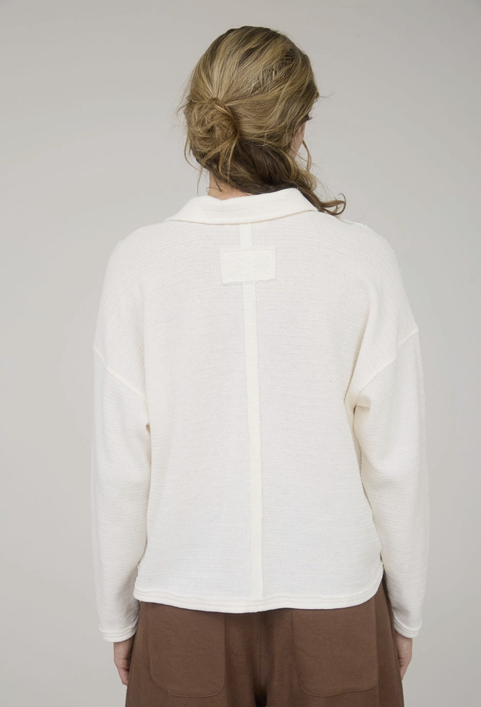 Crop Long Sleeve Texture Polo