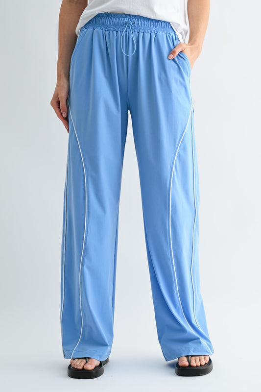 Curved Classic Track Pants with White Lines