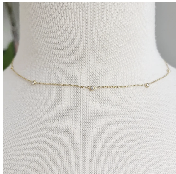 Dainty Bezeled Sparkle Necklace
