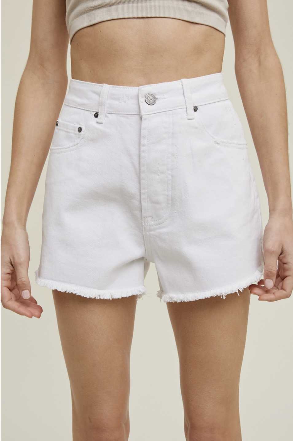 Denim Distressed Detail Shorts