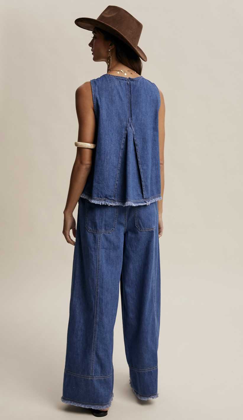 Denim Tank & Wide Leg Pants Set