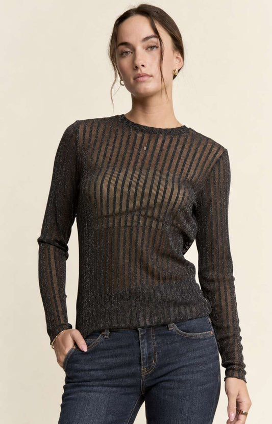 Diamond Sheer Mesh Long Sleeve Top