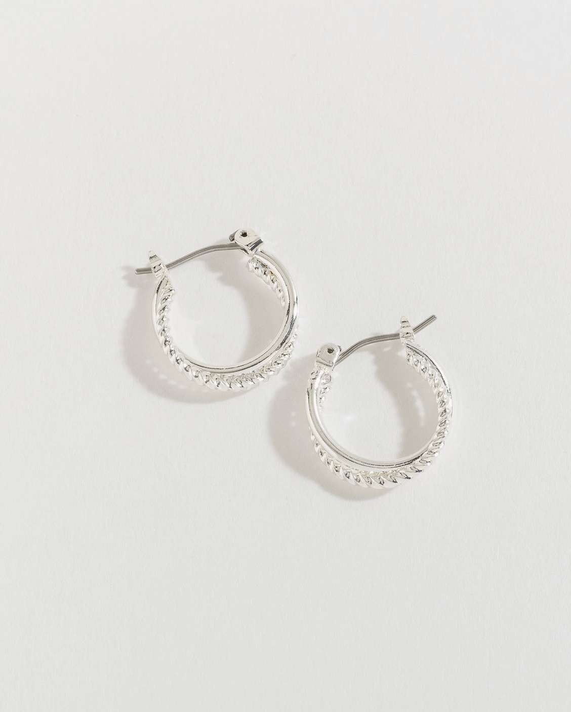 Double Hoop Click Silver Earrings