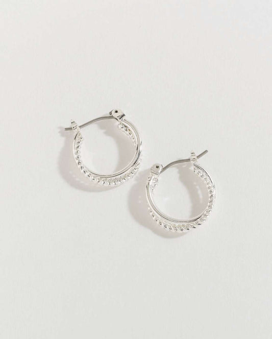 Double Hoop Click Silver Earrings