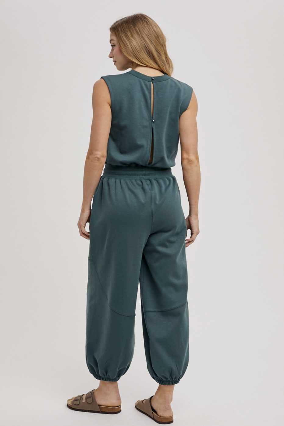 Drawstring Waist Sleeveless Jumpsuit
