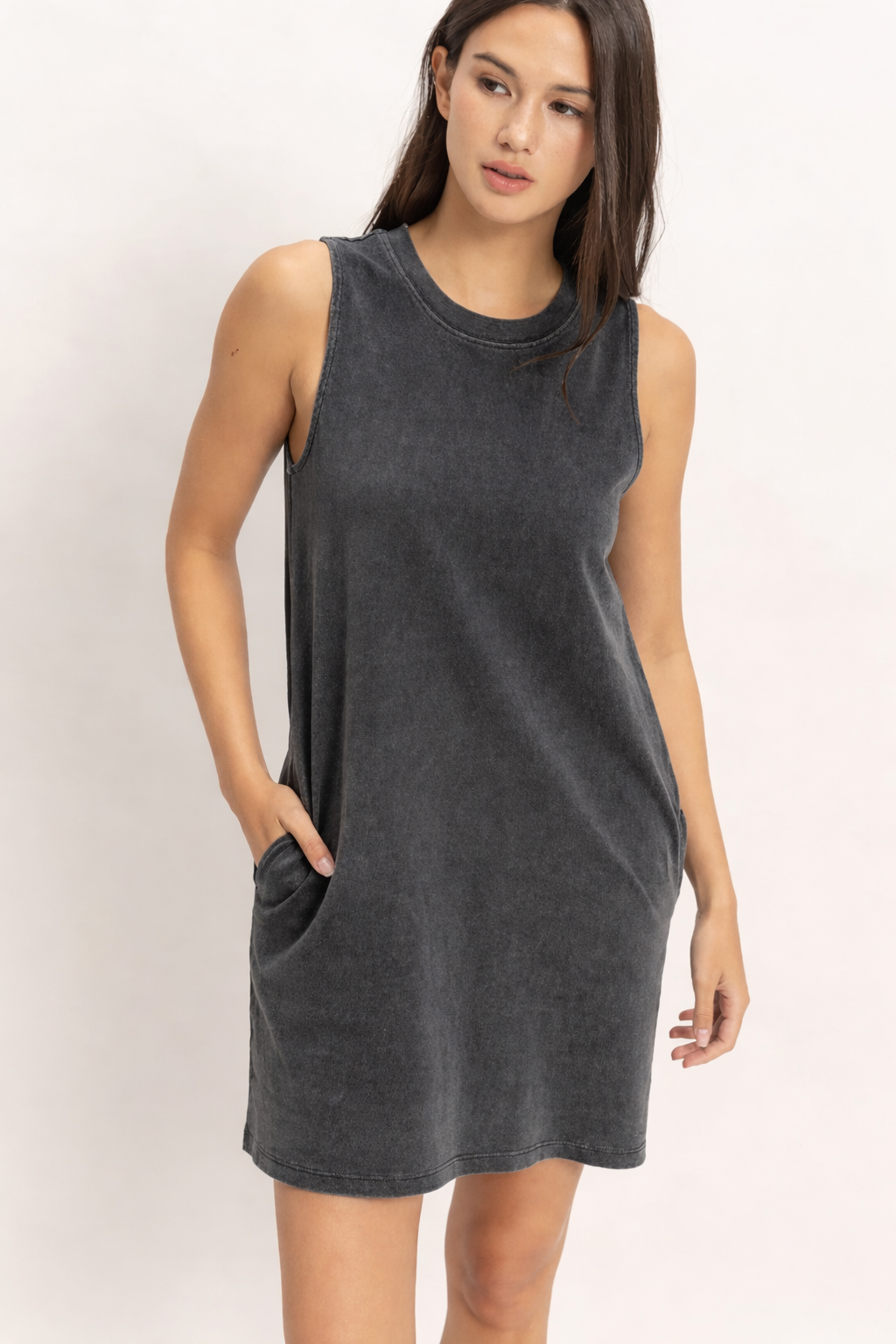Dyed Sleeveless Detail Mini Dress
