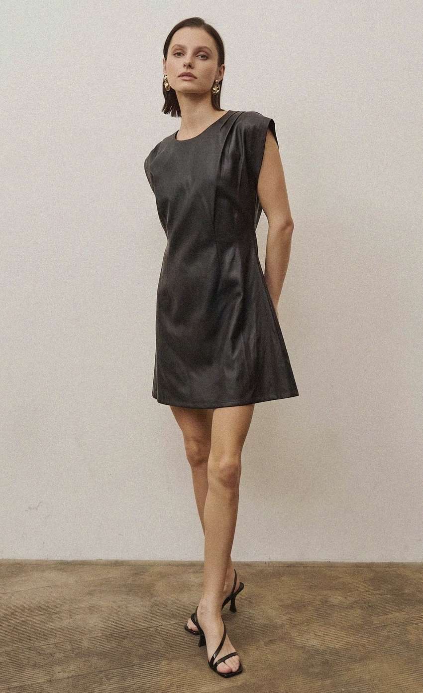 Fit & Flare Vegan Leather Dress