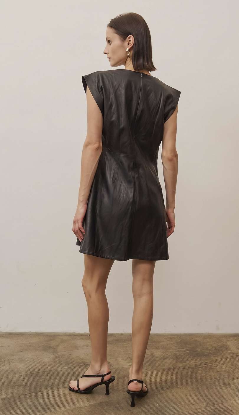 Fit & Flare Vegan Leather Dress