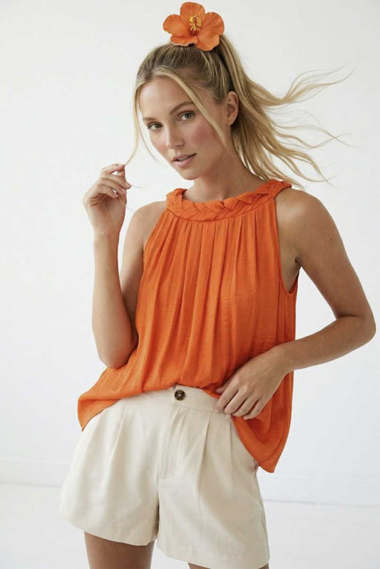 Flat Braided Neckline Tank Top