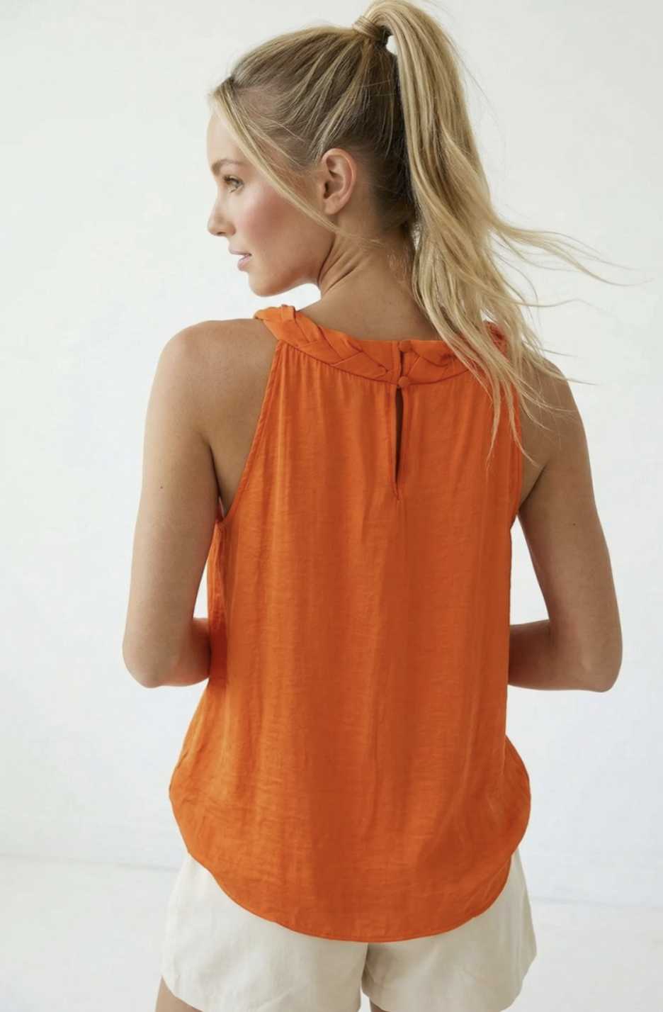 Flat Braided Neckline Tank Top