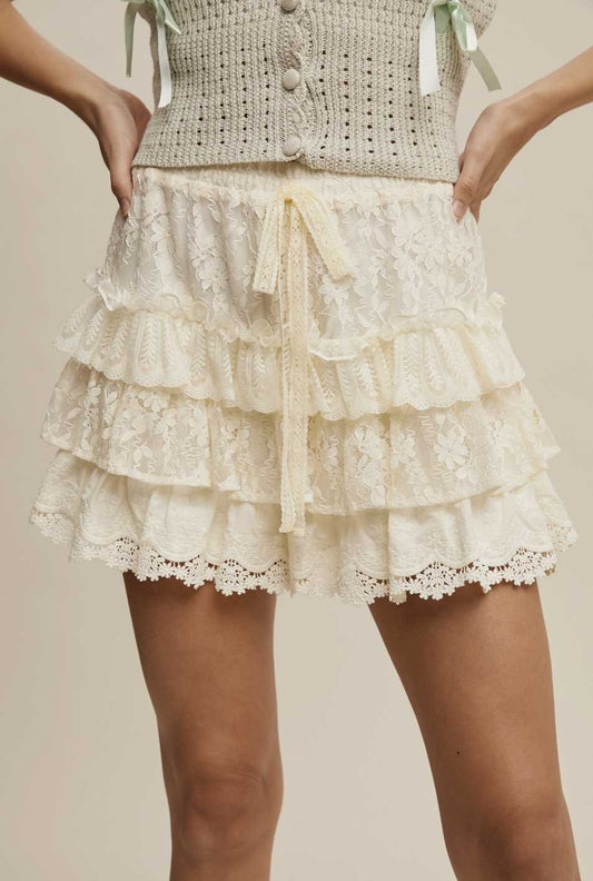 Flirty Lace Tiered Shorts