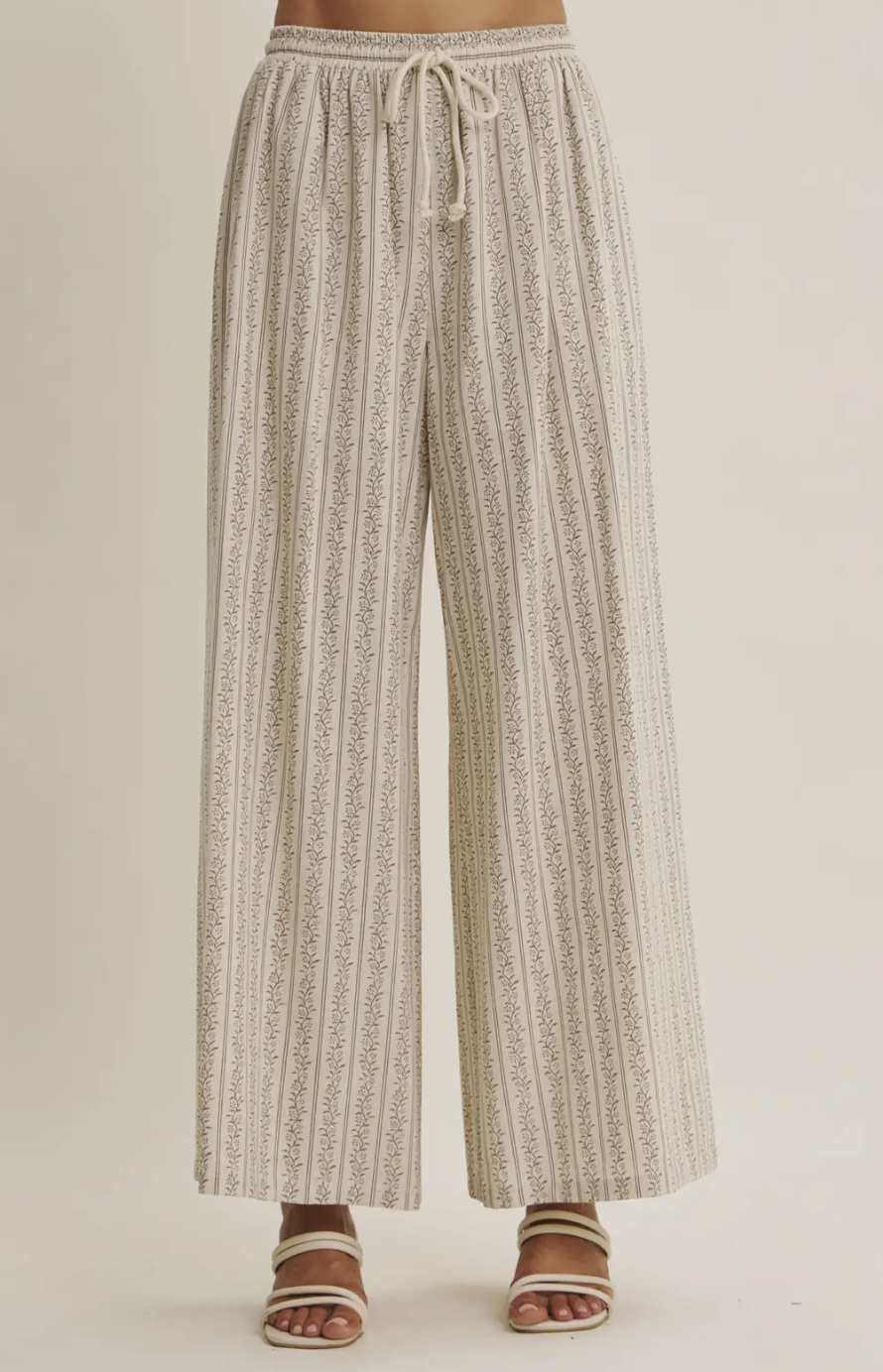 Floral Breeze Stripe Wide Leg Pants