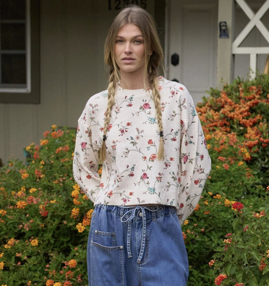 Floral Lightweight Long Sleeve Sweater