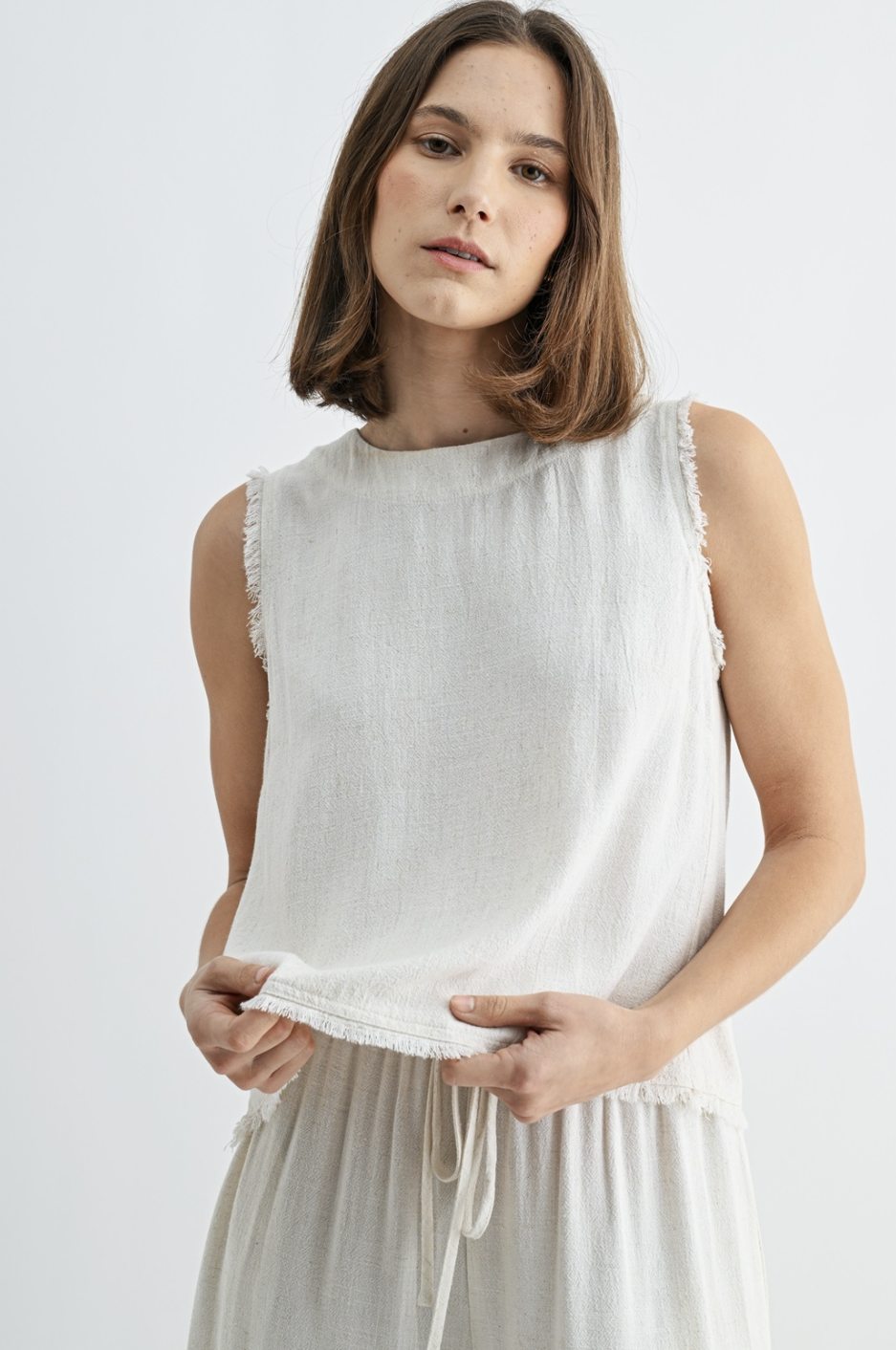 Fray Detail Back Button Shirt
