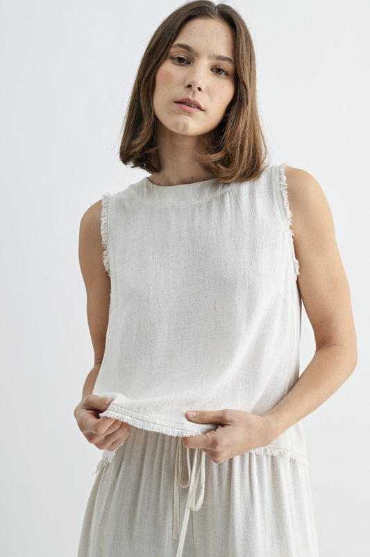 Fray Detail Back Button Shirt