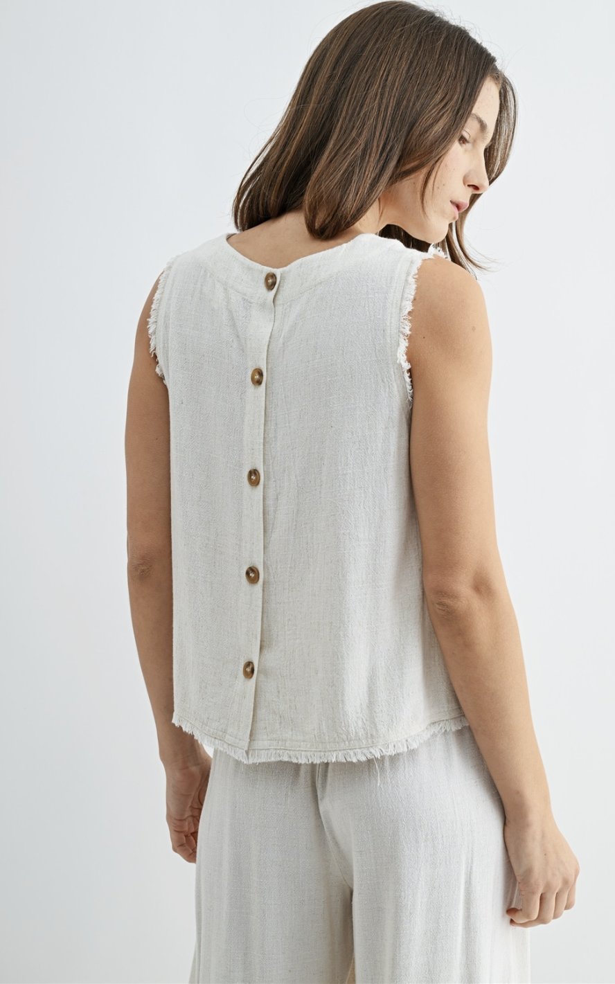Fray Detail Back Button Shirt
