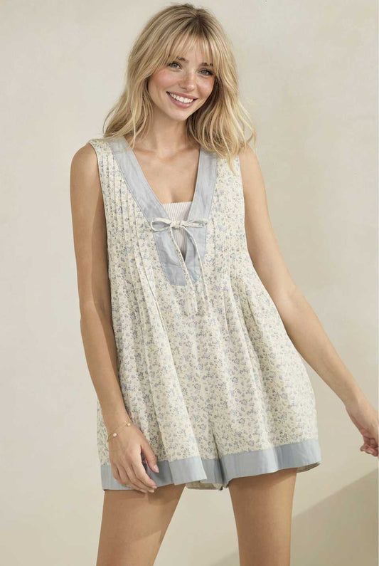 Free Spirited Floral Pleated Romper