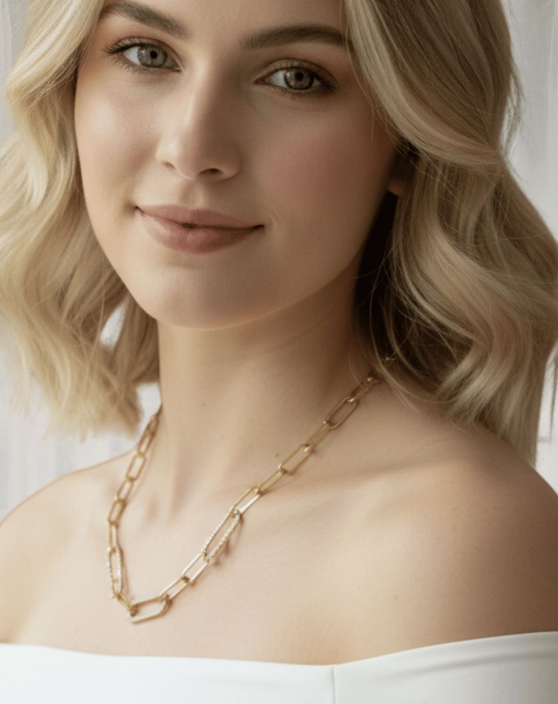 Gold Paperclip Necklace Set