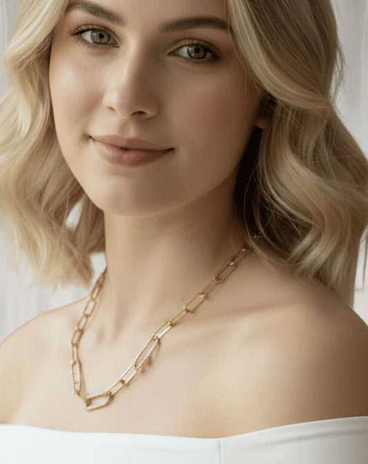 Gold Paperclip Necklace Set
