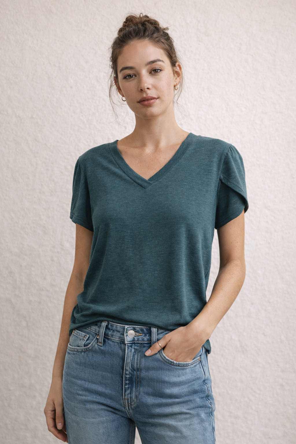 Green V-Neck Shirt