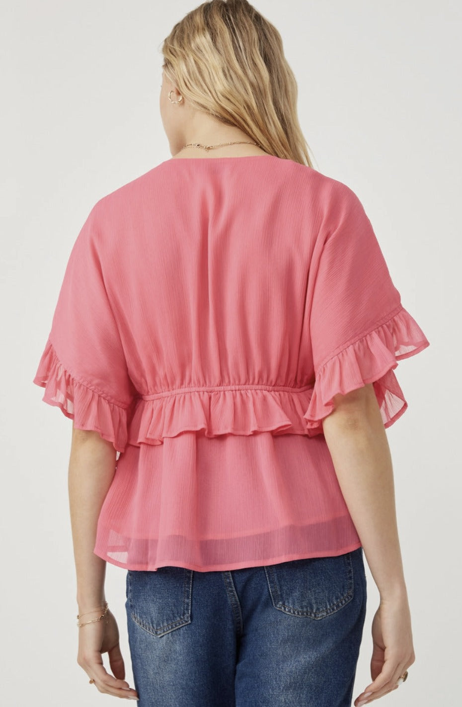 Hayden LA Hot Pink Ruffle Sleeve Shirt