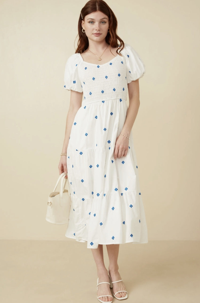 Hayden Mom & Me White and Blue Flower Dress