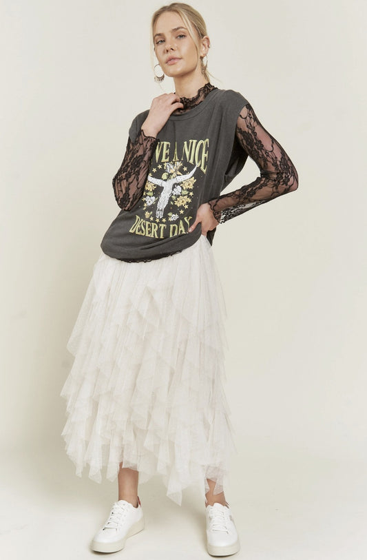 JBJ Cream Long Skirt