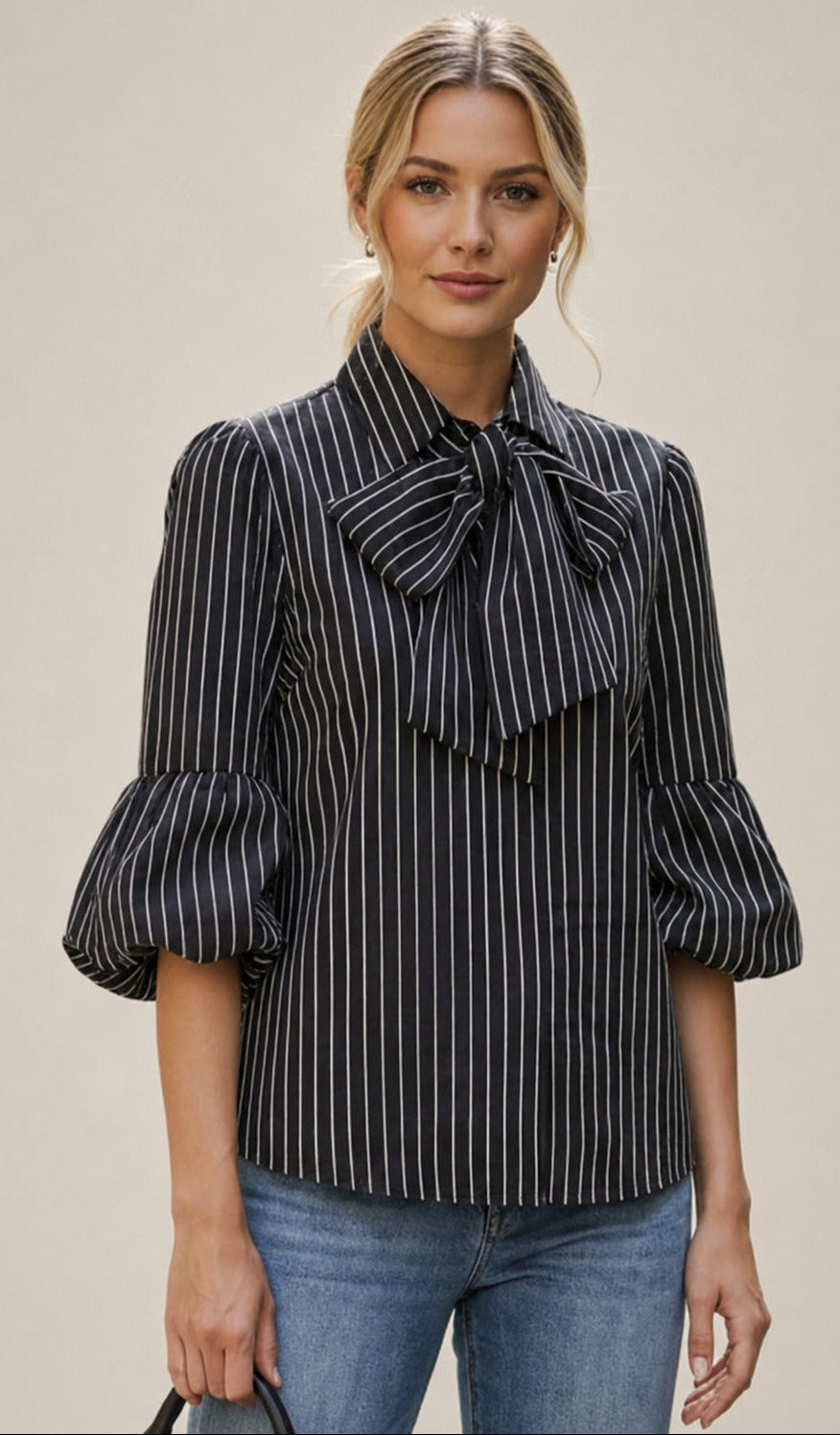 Joy Bubble Sleeve Detach Scarf Top